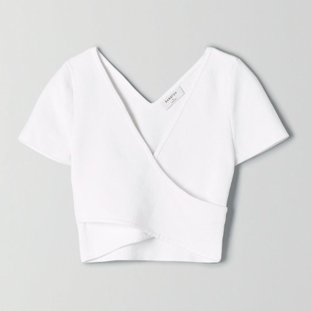 Babaton White Sculpt Knit cross-front